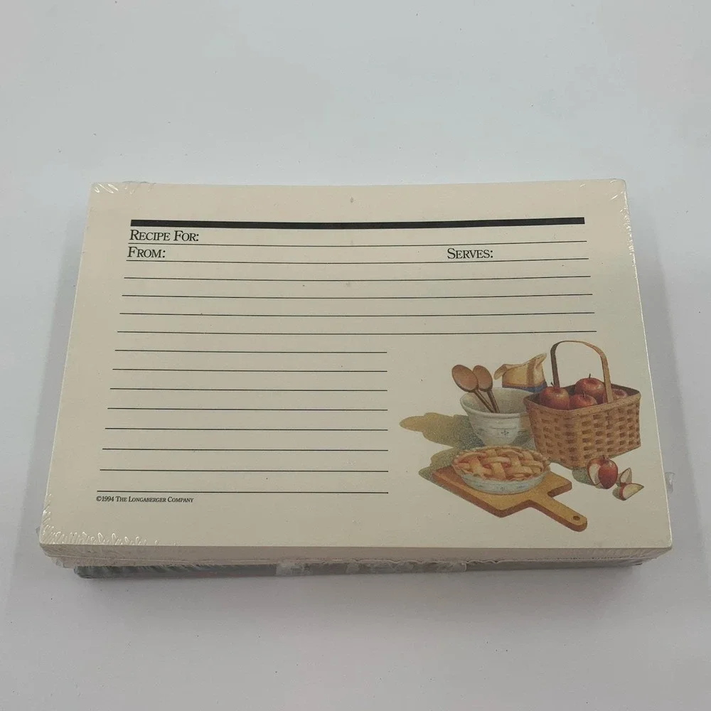 1994 Longaberger 4 x 6 Recipe Cards Shades of Autumn Large 100 pcs with Dividers